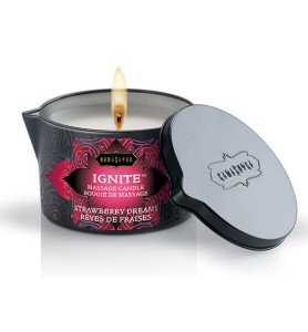 Laissez-vous tenter par une expérience sensuelle à la fraise avec notre incroyable bougie parfumée de massage.