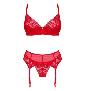 Plongez dans un univers de séduction et de passion avec notre ensemble de lingerie trois pieces rouge pour femme.