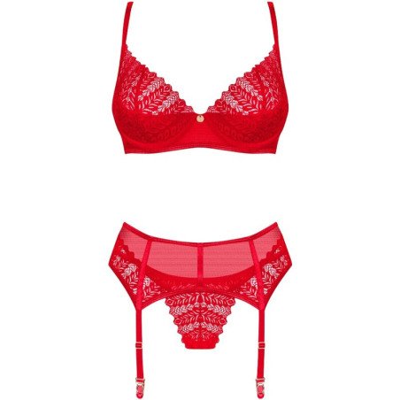 Plongez dans un univers de séduction et de passion avec notre ensemble de lingerie trois pieces rouge pour femme.