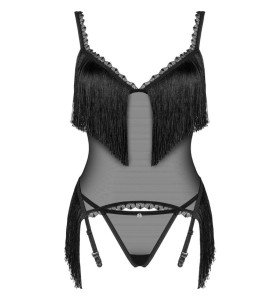 Let yourself be carried away by the captivating charm and irresistible seduction of our sexy corset and thong combination.