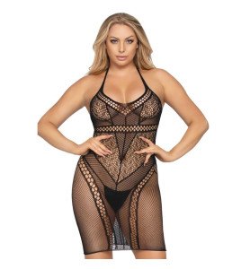 Backless Fishnet Mini Dress...