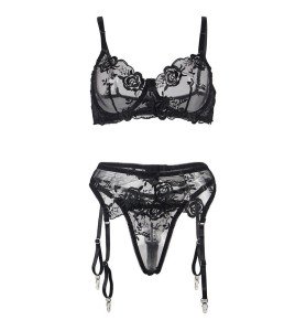 Dessous pour Femme : Lingerie Sensuelle avec Soutien-Gorge, String et Jarretière pour une Séduction Irrésistible.