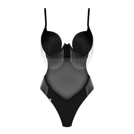 Abandonnez-vous à la passion avec ce body noir élégant qui s'ajuste parfaitement à votre corps.